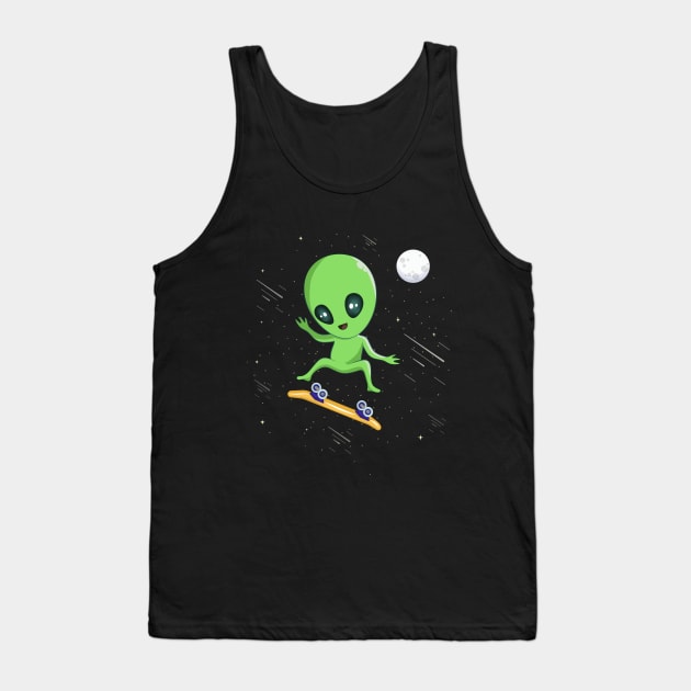 Alien Skateboard UFO Tank Top by HamilcArt